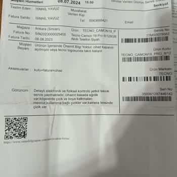 Vatan Bilgisayar Tekno Telefon Sorunlu