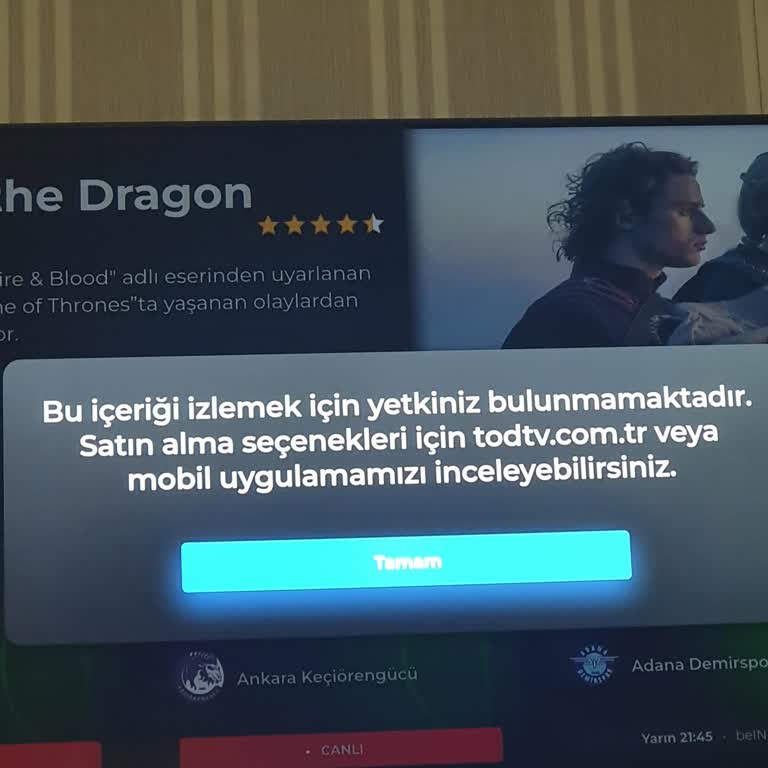Tod TV Bu İçeriği İzlemek İçin Yetkiniz Bulunmamaktadır