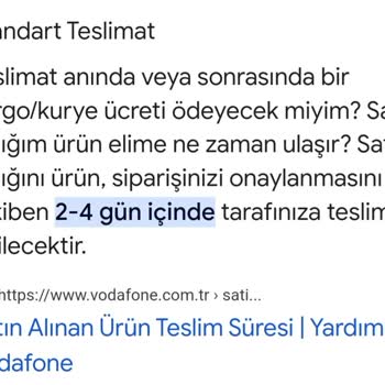 Vodafone Yanımda Siparişlerinde Teslimat Sorunu