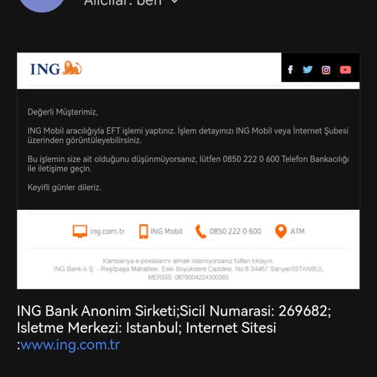 ING Bankasından Mail Gelmesi
