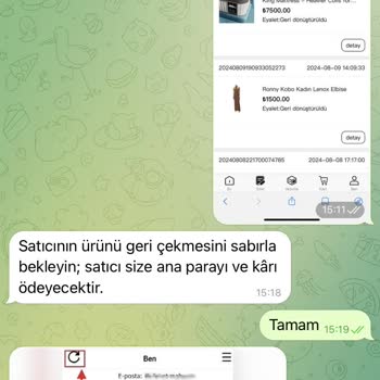 Telegram Ürün Satış İşleminde Geri Ödeme Sorunu