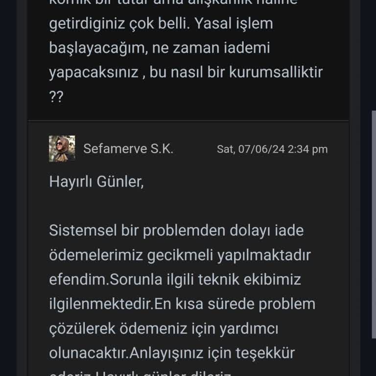 Sefamerve Web Sitesi Üzerinden İade Süreci Sorunları