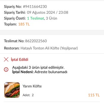 Trendyol Yemek Yanlış Adrese Teslimat Ve İade Sorunu