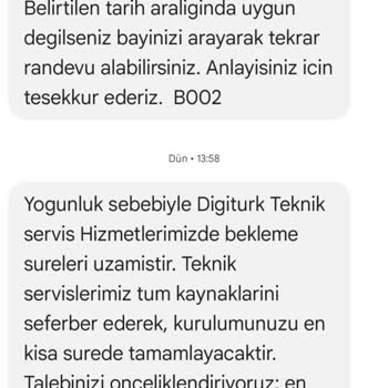 Digiturk Randevu Ve Kurulum Sürecinde Yaşanan Sorunlar