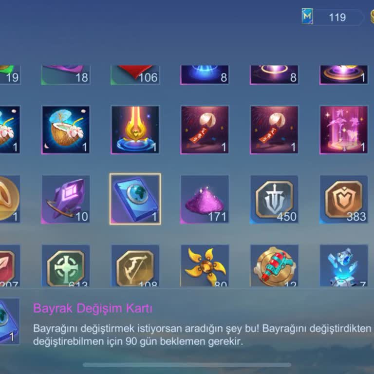 Mobile Legends Bayrak Değiştirme Kartı Aldım Fakat Oyun Kullandırmıyor.
