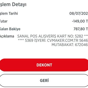 CV Maker İzinsiz Abonelik Ve Karttan 149 TL Para Çekimi