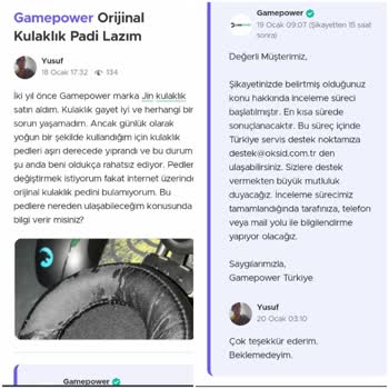 Gamepower Kulaklık Pedi İçin Hala Bekliyorum