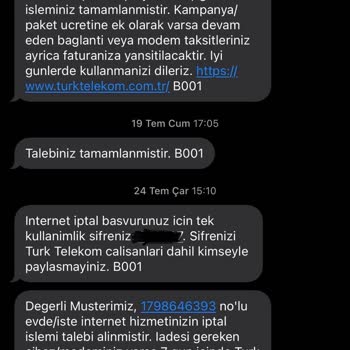 Türk Telekom Oturmadığım Eve Cayma Bedeli İçin Yeni Tarifeye Geçirdi