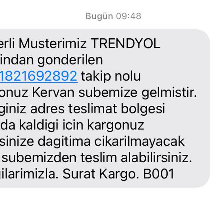 Sürat Kargo "teslimat Bölgesi Dışı.! "
