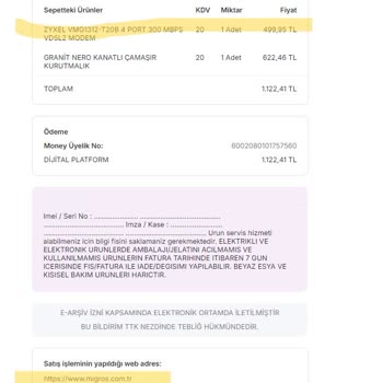 Migros Extra'dan Alınan Modem