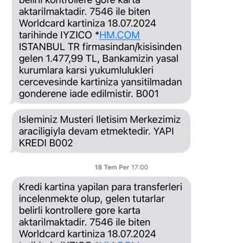 Yapı Kredi Bankası İade İşlemini Gerçekleştirmiyor