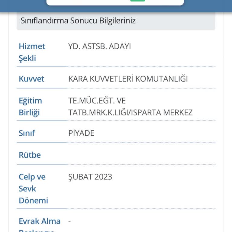 Milli Savunma Bakanlığı Askerlik Eski Sınıflandırma Sonucu Askere Gidemiyorum