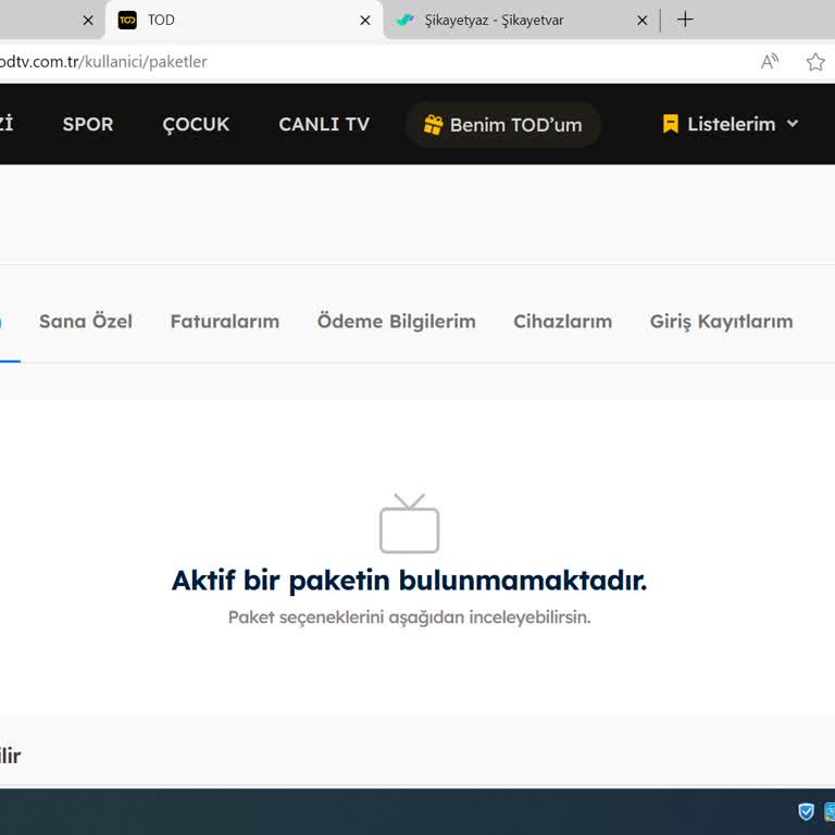 Tod TV Aktif Paket Görünmüyor