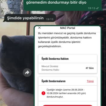 Gebze Macfit Üyelik Dondurma Uzatma Yapılamıyor Ve Ücret Yansıyor
