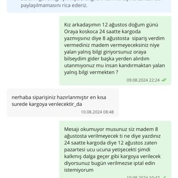 ÇiçekSepeti Siparişin Gecikmesi Ve Uygunsuz Mesaj