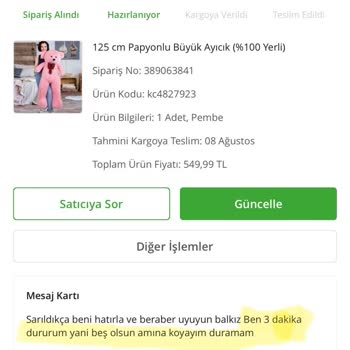 ÇiçekSepeti Siparişin Gecikmesi Ve Uygunsuz Mesaj