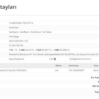 Tayfur Oto Yanlış Adrese Giden Sipariş Ve Geciken Para İadesi