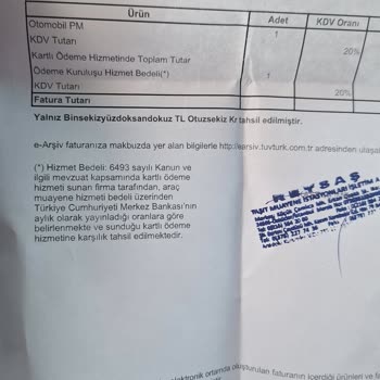 Tüvtürk Extra Kart Ücreti