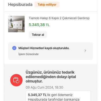 Hepsiburada 2 Ay Sonra Teslim Olması Gereken Dolabı İptal Ediyor