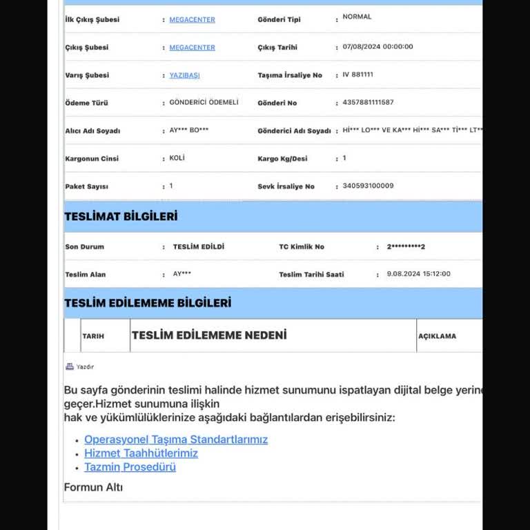 Aras Kargo Şikayet Aras Yazıbaşı