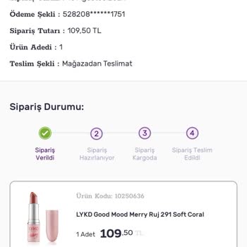 Gratis Siparişimin Mağazadan Teslim Sürecinin Hızlandırılması