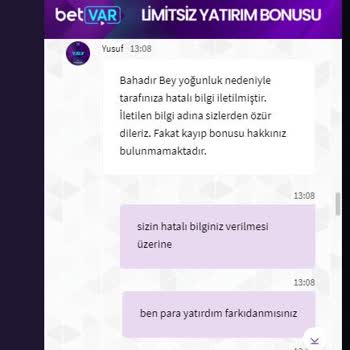 Betvar Bahis Betvar Sitesinde Yanıltıcı Bilgi Ve Ödeme Sorunları