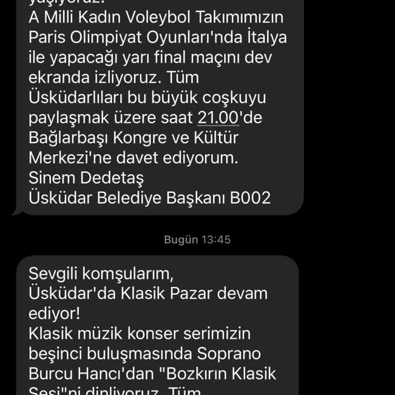 Üsküdar Belediyesi SMS İptali İçin Seçenek Sunmaması!