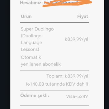 Dualingo İzinsiz Ücret Çekimi. Muhatap Bulamıyorum.
