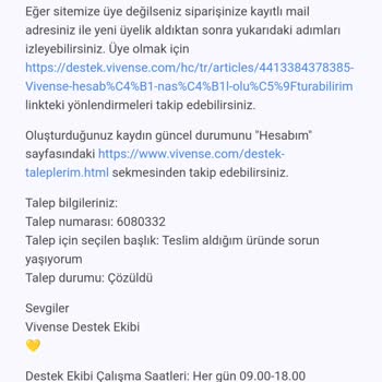 Vivense Müşteri Hizmetlerine Asla Ulaşılamıyor, Maile Dönüş Yok