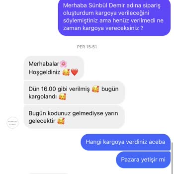 Nurbanu Çimen Oluşturulan Siparişleri Kargolamıyor.