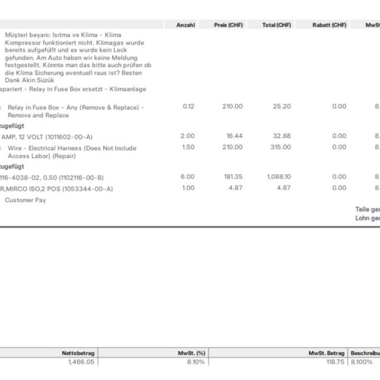 Tesla Klimaanlage defekt – Trotz 1400 Franken Reparatur weiterhin Probleme und Urlaub beeinträchtigt