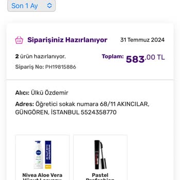 Gratis'ten Alınan Ürün Gelmiyor