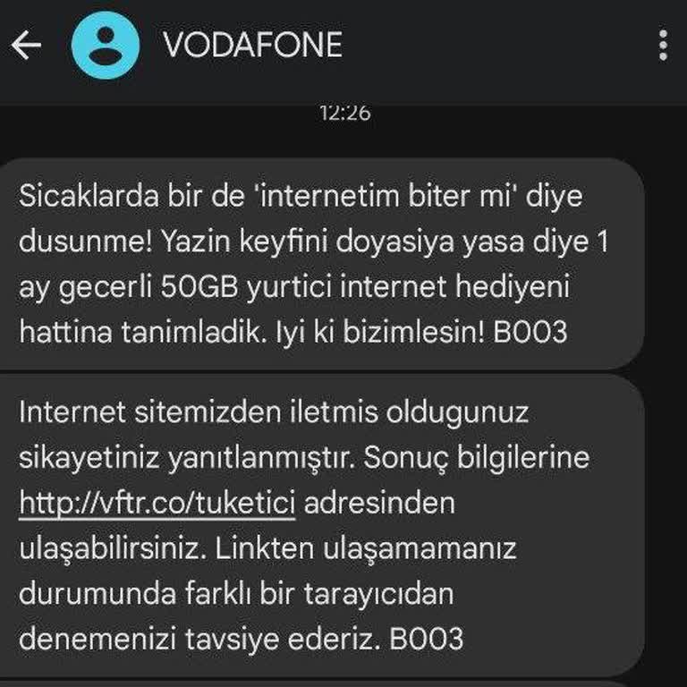 Vodafone Adil Olmayan Kampanya Dağıtımı