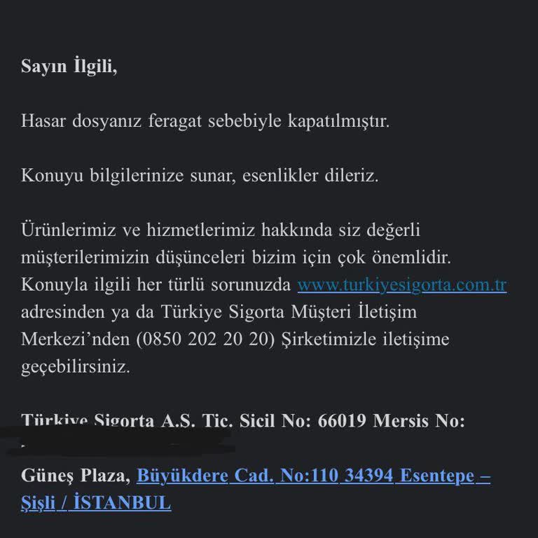 Türkiye Sigorta Tramer Kaydı Silinmemesi Hak