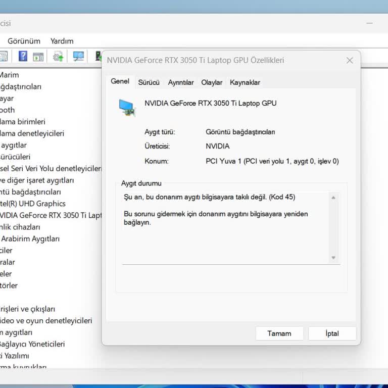 Lenovo Laptop Ekran Kartını Görmüyor