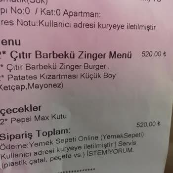 KFC Yanlış Menü Gönderimi Ve Özensiz Hazırlama