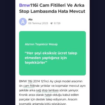 BMW 116i Sol Arka Stop Ledi Sorunu