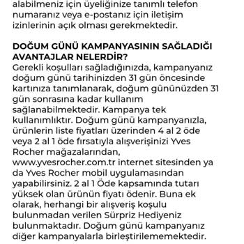 Yves Rocher Doğum Günü Hediye Kampanyası