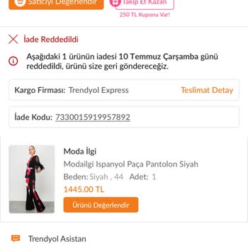 Trendyol'un Ürünümü Kaybedip 1500 TL Lik Ortada Olmayan Ürün Kaybım