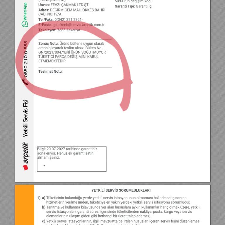 Arçelik'ten Aldığım Buzdolabı Sorunu Ve Hizmet Eksikliği