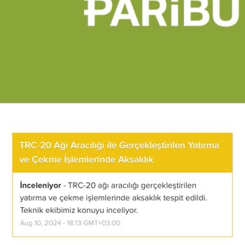 Paribu Kripto Transferim Gerçekleşmedi