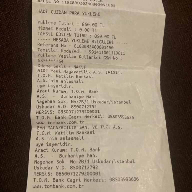 A101 Hadi Ye Para Yükleme