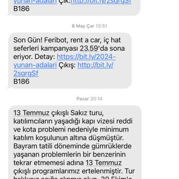 Feribotlines Tur İptali Ve Geri Ödeme Sorunu