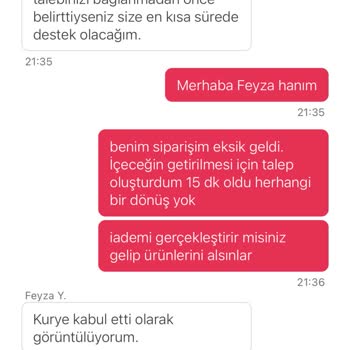 Yemeksepeti Eksik Getirilen Siparişin Eksik Kısmının Gönderilmemesi Ve İade Edilme