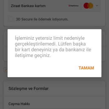 Ziraat Bankası Yanlış Limit Yetersiz Uyarısı Ziraat Kart