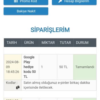 Epin.com.tr Sitesinden Satın Aldığım Kod Tahsil Edilmedi