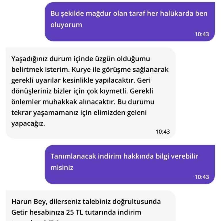 Getir Eksik Ürün Konusunda Yardımı Olmuyor