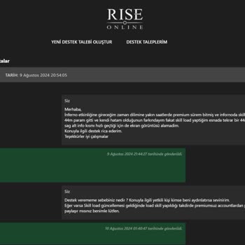 Rise Online World Sistem Hatası Bildirimine İlgisiz Çalışan Cevapları