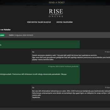 Rise Online World Sistem Hatası Bildirimine İlgisiz Çalışan Cevapları