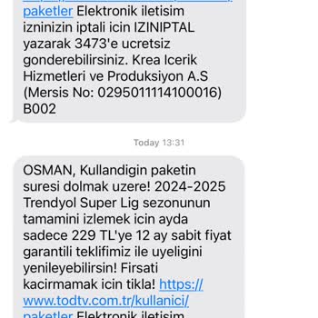Tod TV Sezonluk Üyelik Hk.